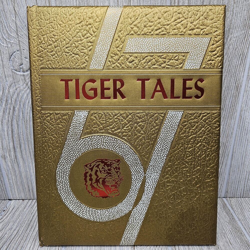 Vintage 1967 Tiger Tales Yearbook Canton High School Kansas Gold Hard Cover Book